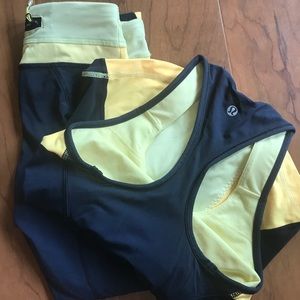 Women’s Lululemon Navy and Yellow Yoga Set Small